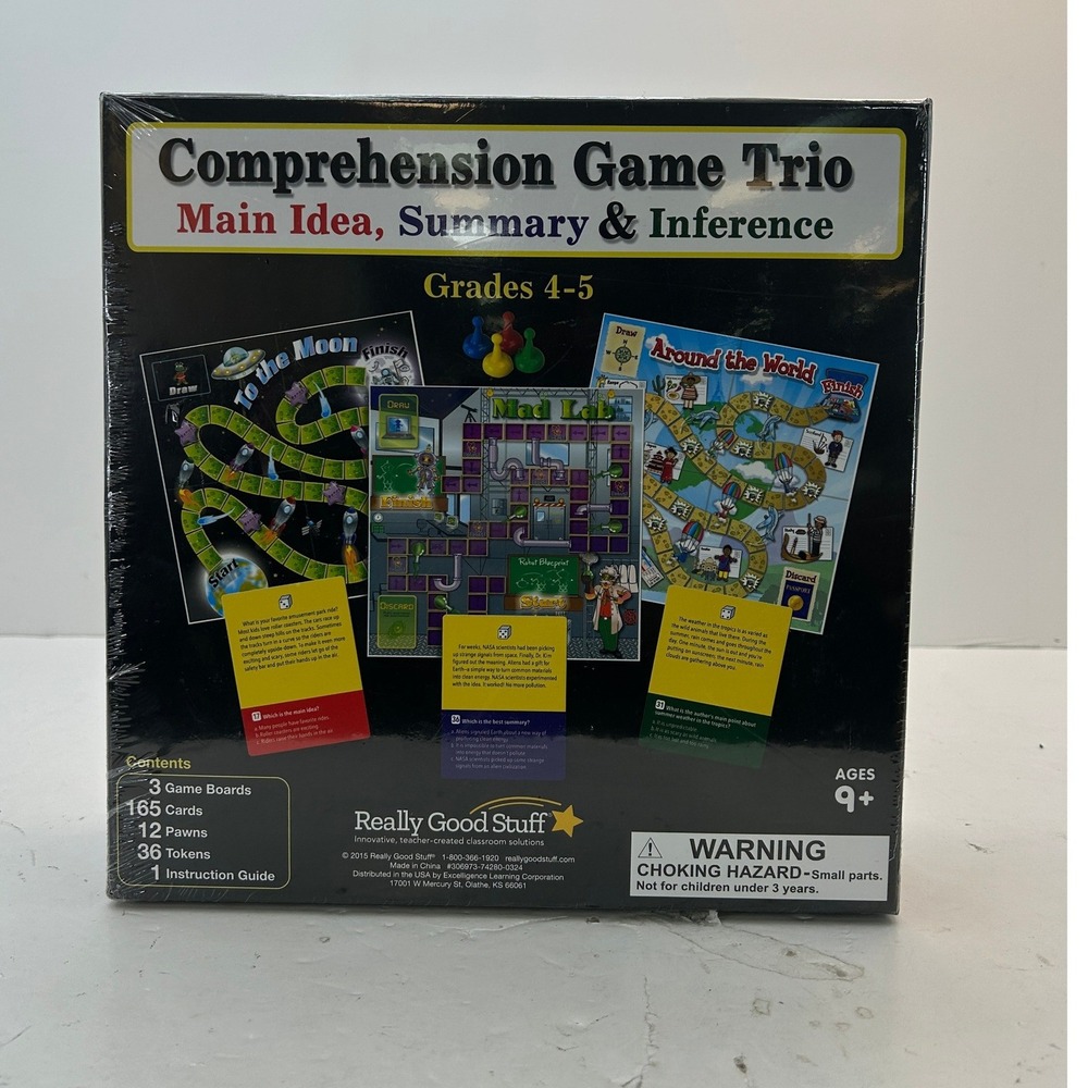 Really Good Stuff Comprehension Game Trio Grades 4-5 Multicolor